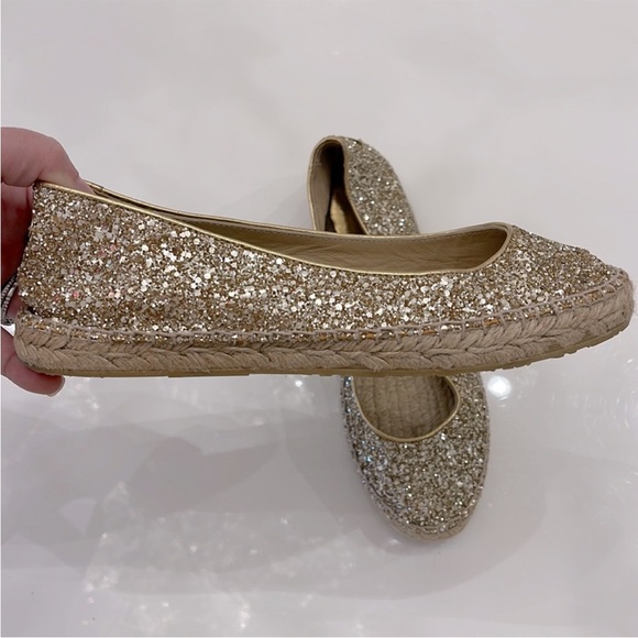 Jimmy Choo Gold Glitter Flat Size 39.5 - Picture 2 of 5